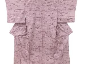 アンティーク　流水模様織り出し十日町紬着物